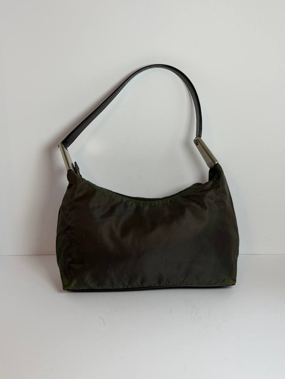 Vintage 90s Prada Tessuto Spazzolato Smog Color Hobo Shoulder Bag RARE